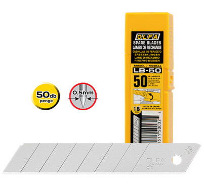 Olfa LB-50 tördelhető penge, ezüst színű, 18 mm, 50 db/csomag termék fő termékképe